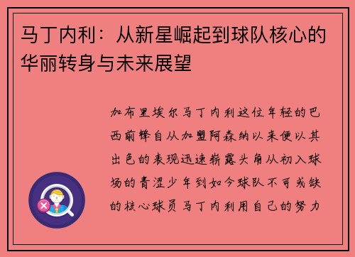 马丁内利：从新星崛起到球队核心的华丽转身与未来展望